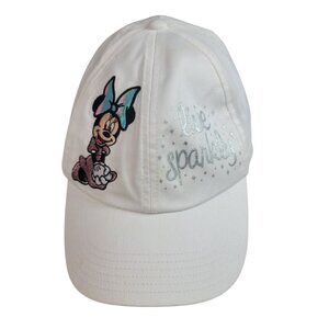 Disney Parks Minnie Mouse Hat White Youth Small Embroidered Adj Cap Live Sparkly